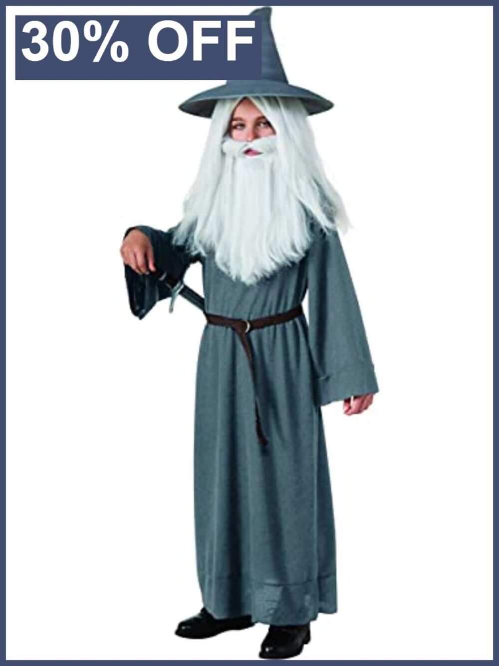 Lord of the Rings Gandalf Costume Kids Boys Large Robe Hat Belt